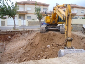 Excavación de tierra para construcción de edificios